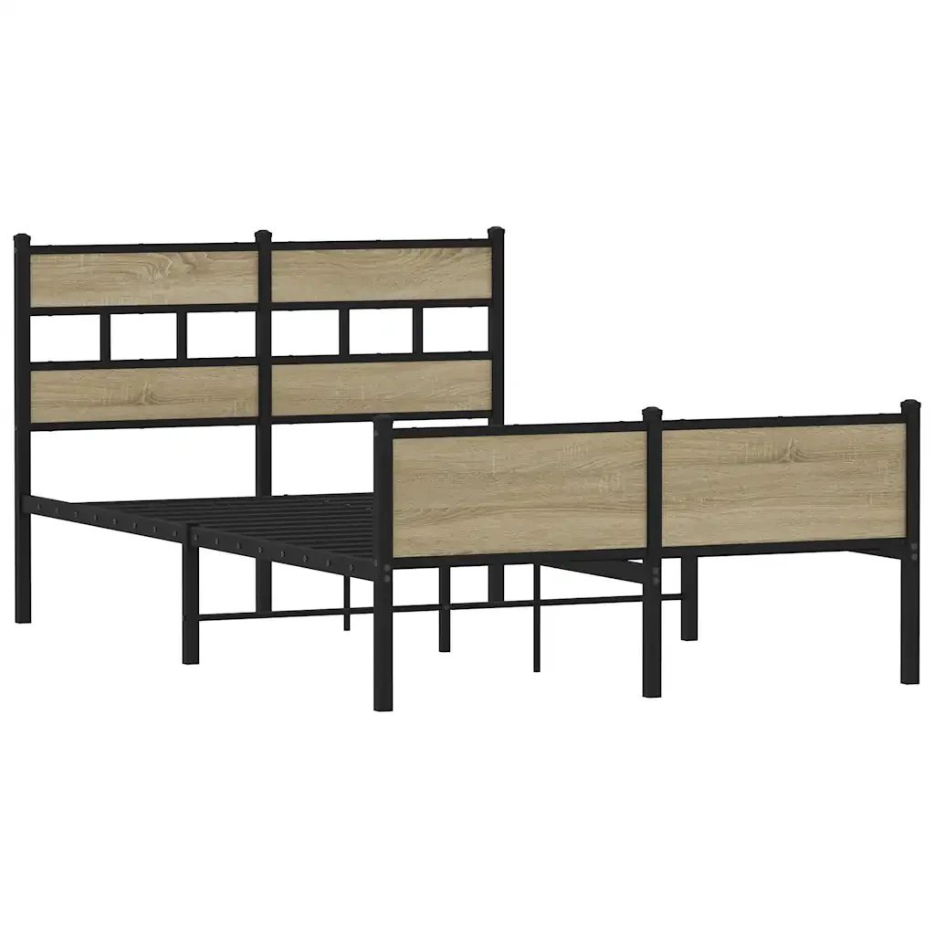 Letto matrimoniale | Letto per adulti | Giroletto senza Materasso Rovere Sonoma 120x200cm in Truciolato - Image 3