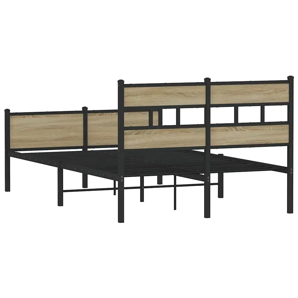 Letto matrimoniale | Letto per adulti | Giroletto senza Materasso Rovere Sonoma 120x200cm in Truciolato - Image 6
