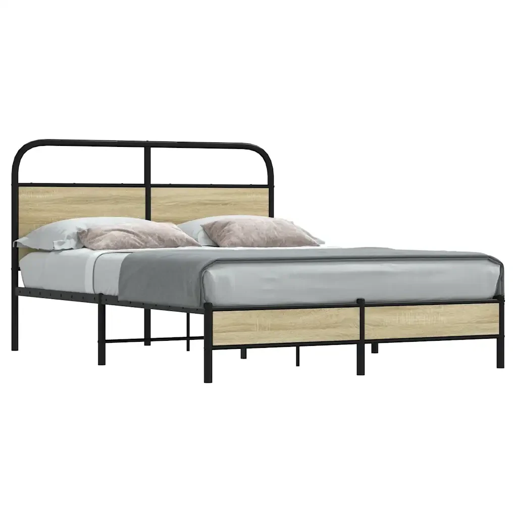 Letto matrimoniale | Letto per adulti | Giroletto senza Materasso Rovere Sonoma 120x200cm in Truciolato - Image 2