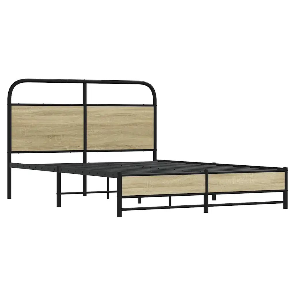 Letto matrimoniale | Letto per adulti | Giroletto senza Materasso Rovere Sonoma 120x200cm in Truciolato - Image 3