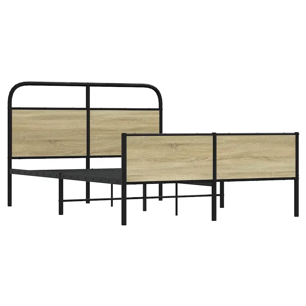 Letto matrimoniale | Letto per adulti | Giroletto senza Materasso Rovere Sonoma 120x200cm in Truciolato - Image 4