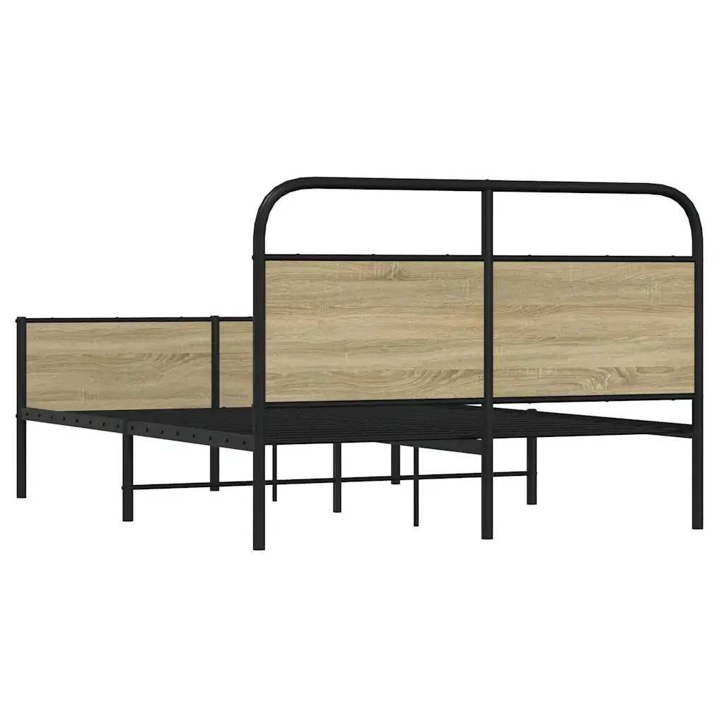 Letto matrimoniale | Letto per adulti | Giroletto senza Materasso Rovere Sonoma 120x200cm in Truciolato - Image 7