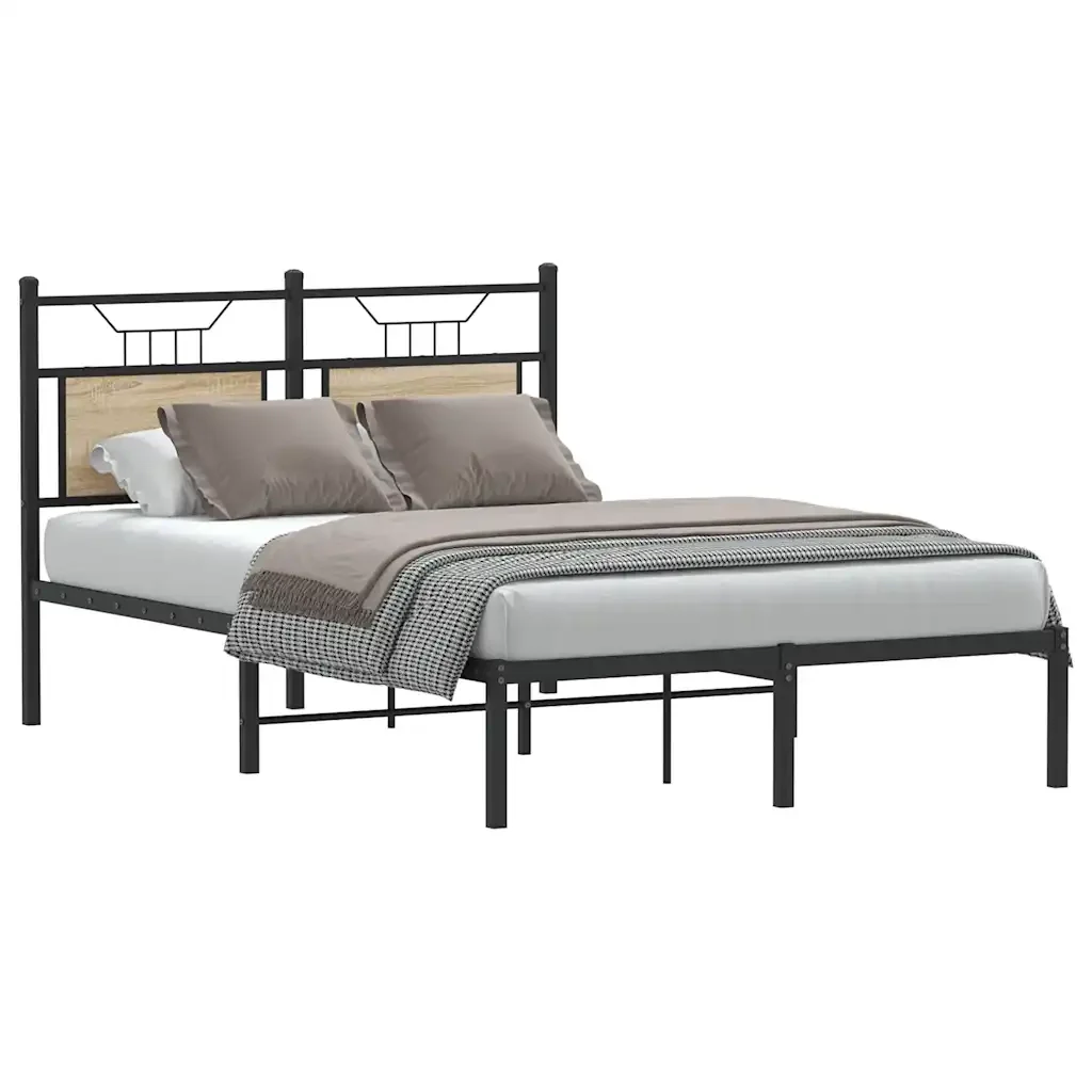 Letto matrimoniale | Letto per adulti | Giroletto senza Materasso Rovere Sonoma 120x200cm in Truciolato - Image 4