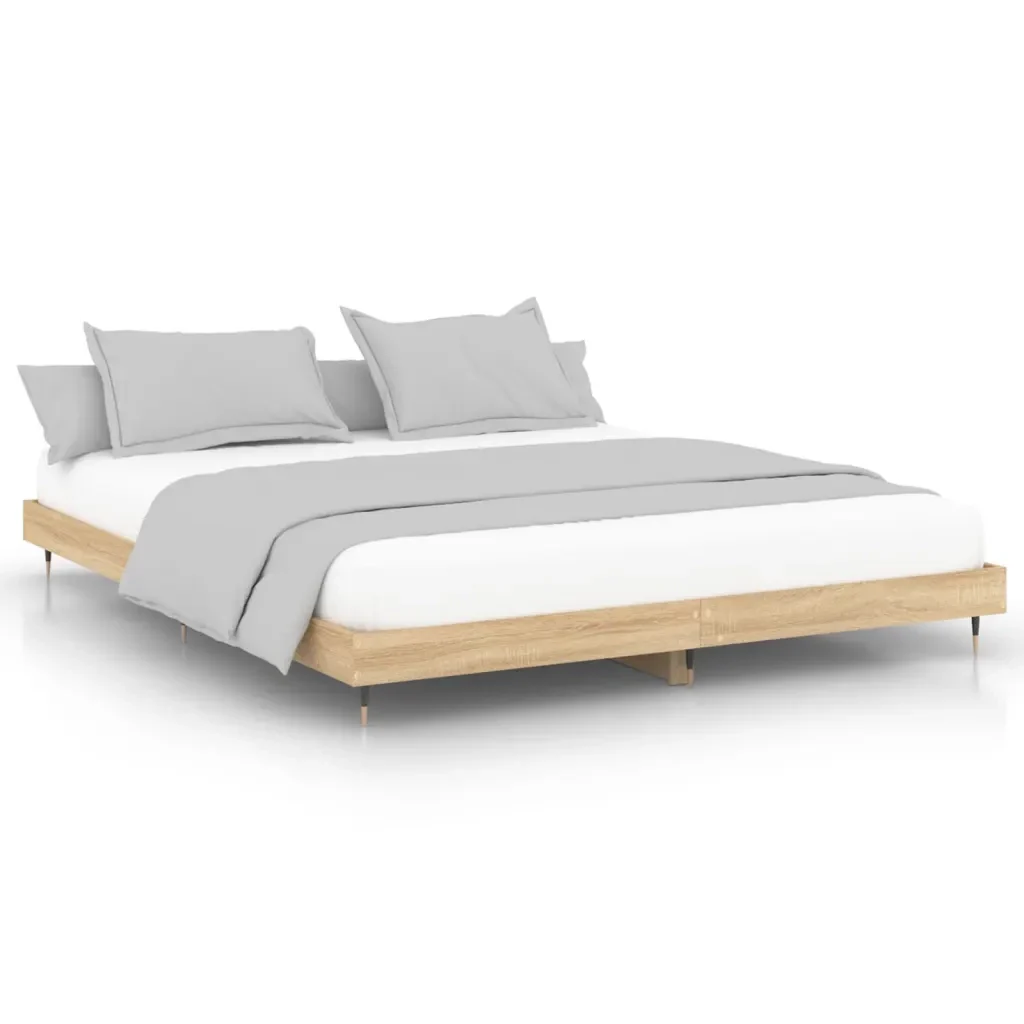 Letto matrimoniale | Letto per adulti | Giroletto senza Materasso Rovere Sonoma 120x200cm in Truciolato