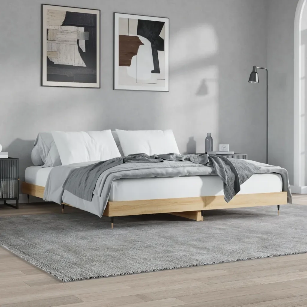 Letto matrimoniale | Letto per adulti | Giroletto senza Materasso Rovere Sonoma 120x200cm in Truciolato - Image 2