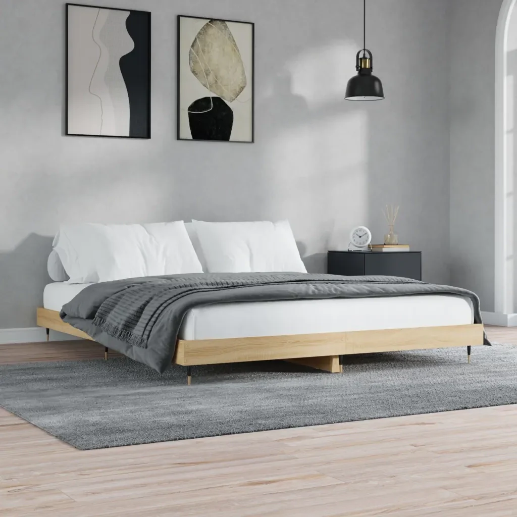 Letto matrimoniale | Letto per adulti | Giroletto senza Materasso Rovere Sonoma 120x200cm in Truciolato - Image 4