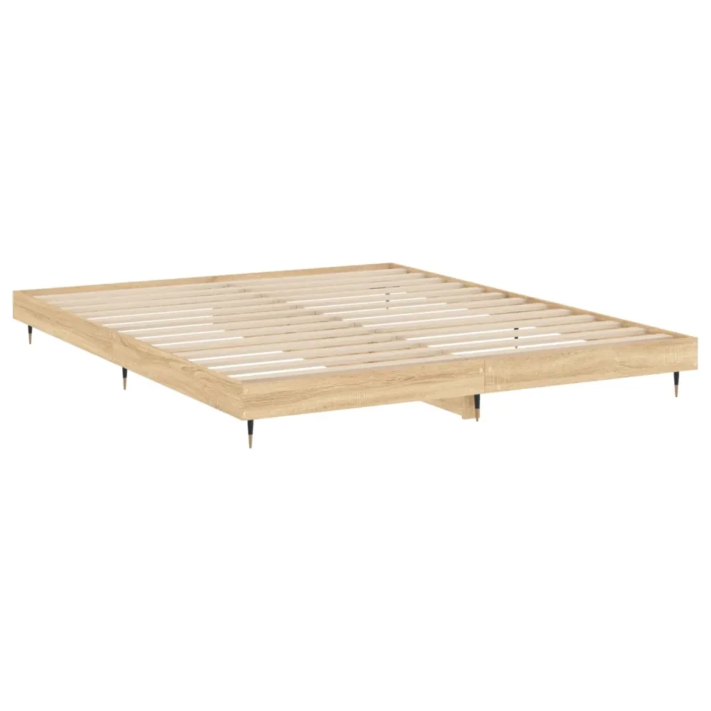Letto matrimoniale | Letto per adulti | Giroletto senza Materasso Rovere Sonoma 120x200cm in Truciolato - Image 5