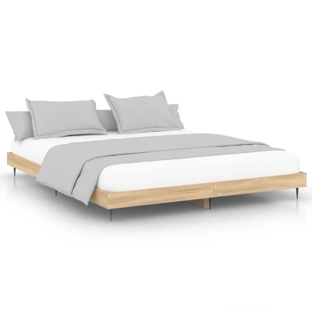 Letto matrimoniale | Letto per adulti | Giroletto senza Materasso Rovere Sonoma 120x200cm in Truciolato