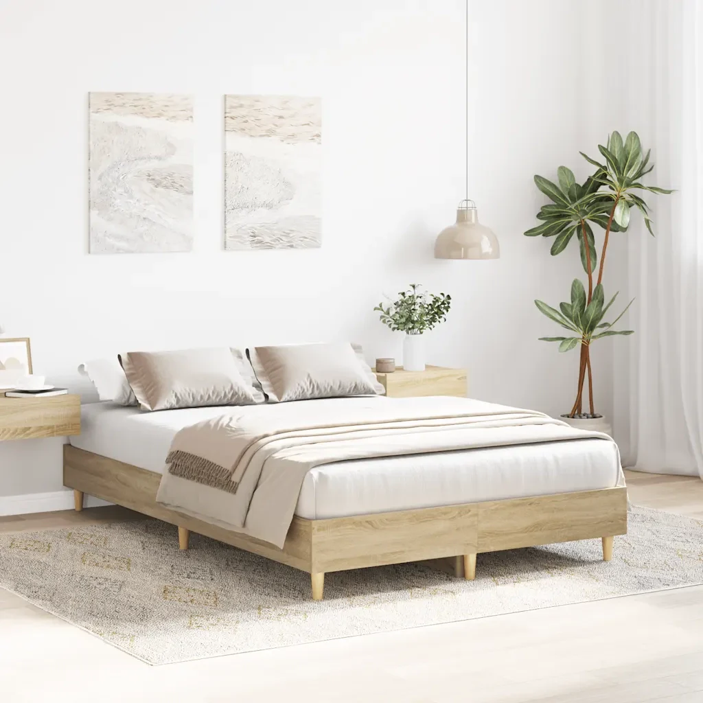 Letto matrimoniale | Letto per adulti | Giroletto senza Materasso Rovere Sonoma 120x200cm in Truciolato - Image 4