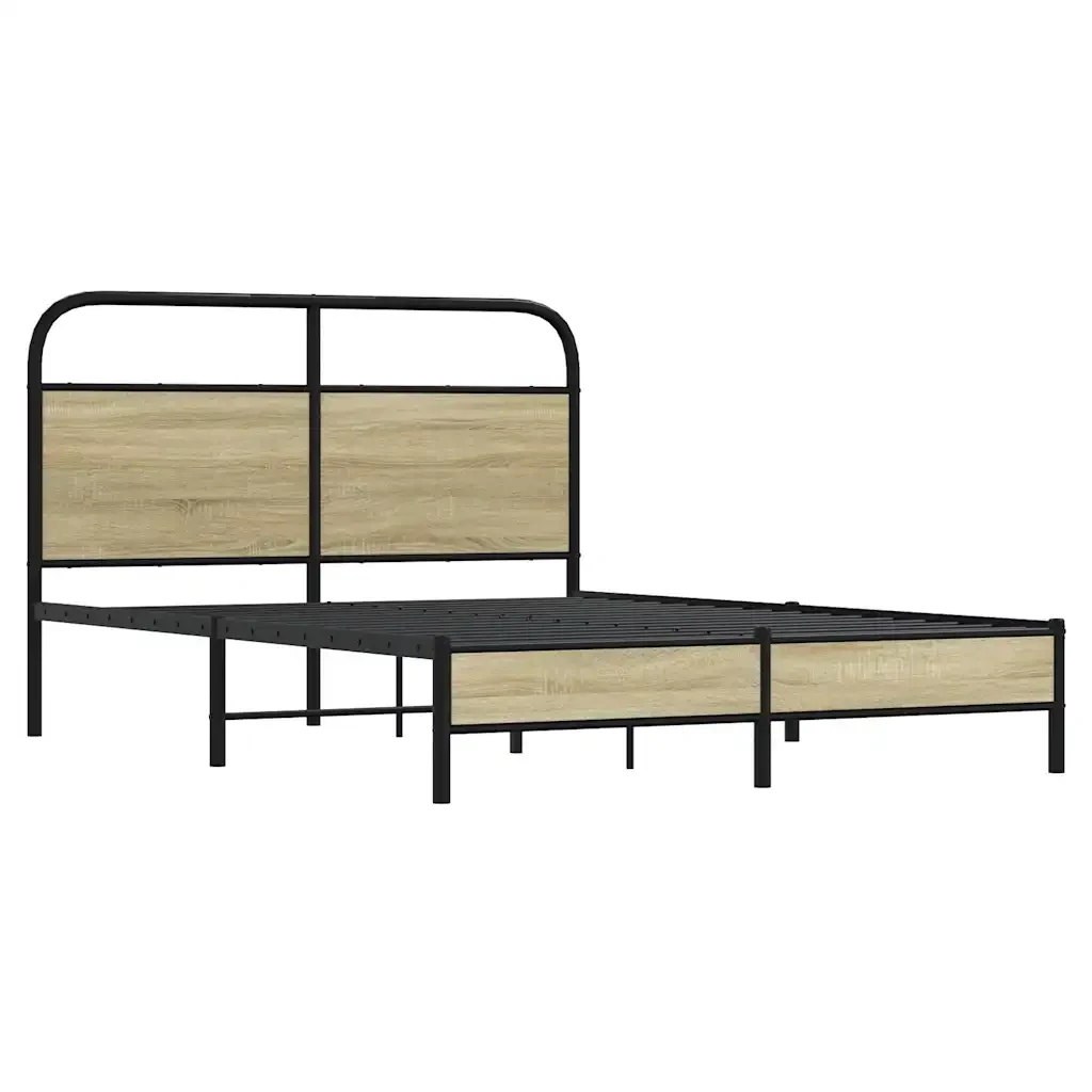 Letto matrimoniale | Letto per adulti | Giroletto senza Materasso Rovere Sonoma 135x190cm in Truciolato - Image 4