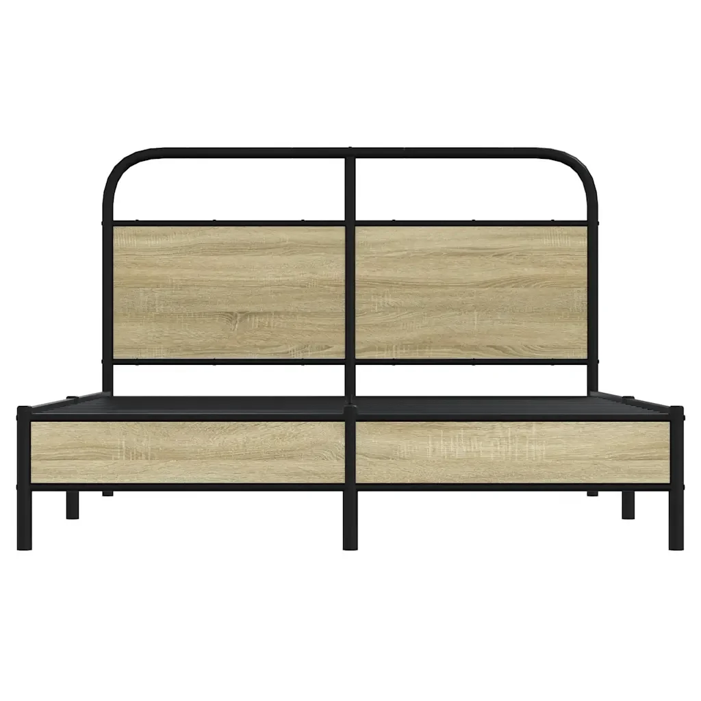 Letto matrimoniale | Letto per adulti | Giroletto senza Materasso Rovere Sonoma 135x190cm in Truciolato - Image 5