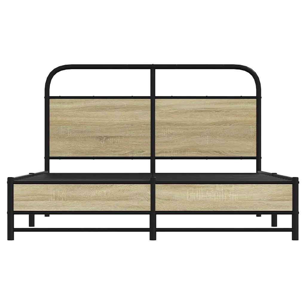 Letto matrimoniale | Letto per adulti | Giroletto senza Materasso Rovere Sonoma 135x190cm in Truciolato - Image 5