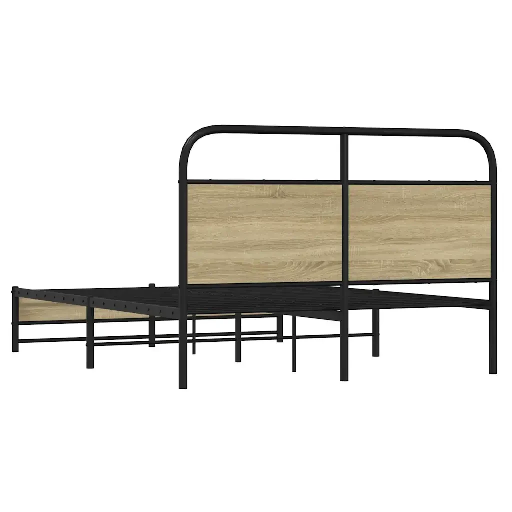 Letto matrimoniale | Letto per adulti | Giroletto senza Materasso Rovere Sonoma 135x190cm in Truciolato - Image 7