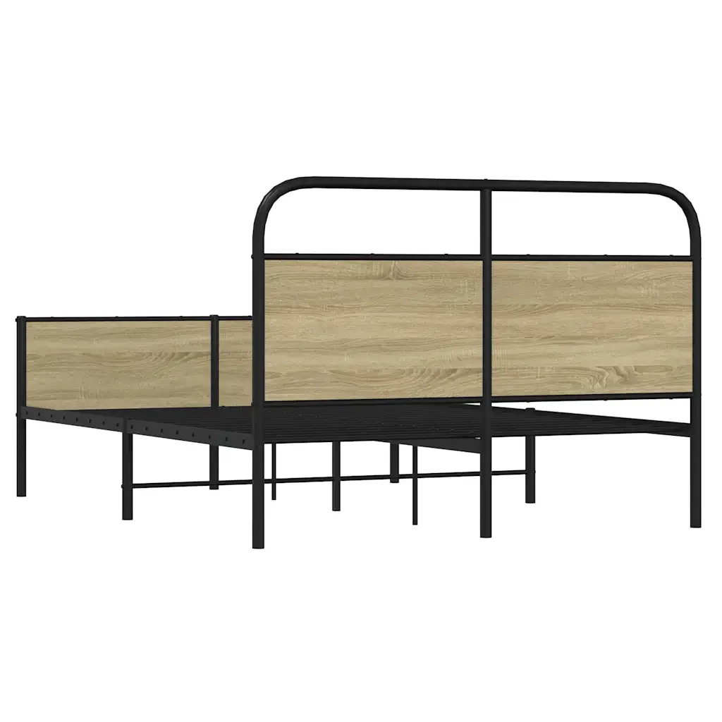 Letto matrimoniale | Letto per adulti | Giroletto senza Materasso Rovere Sonoma 135x190cm in Truciolato - Image 7