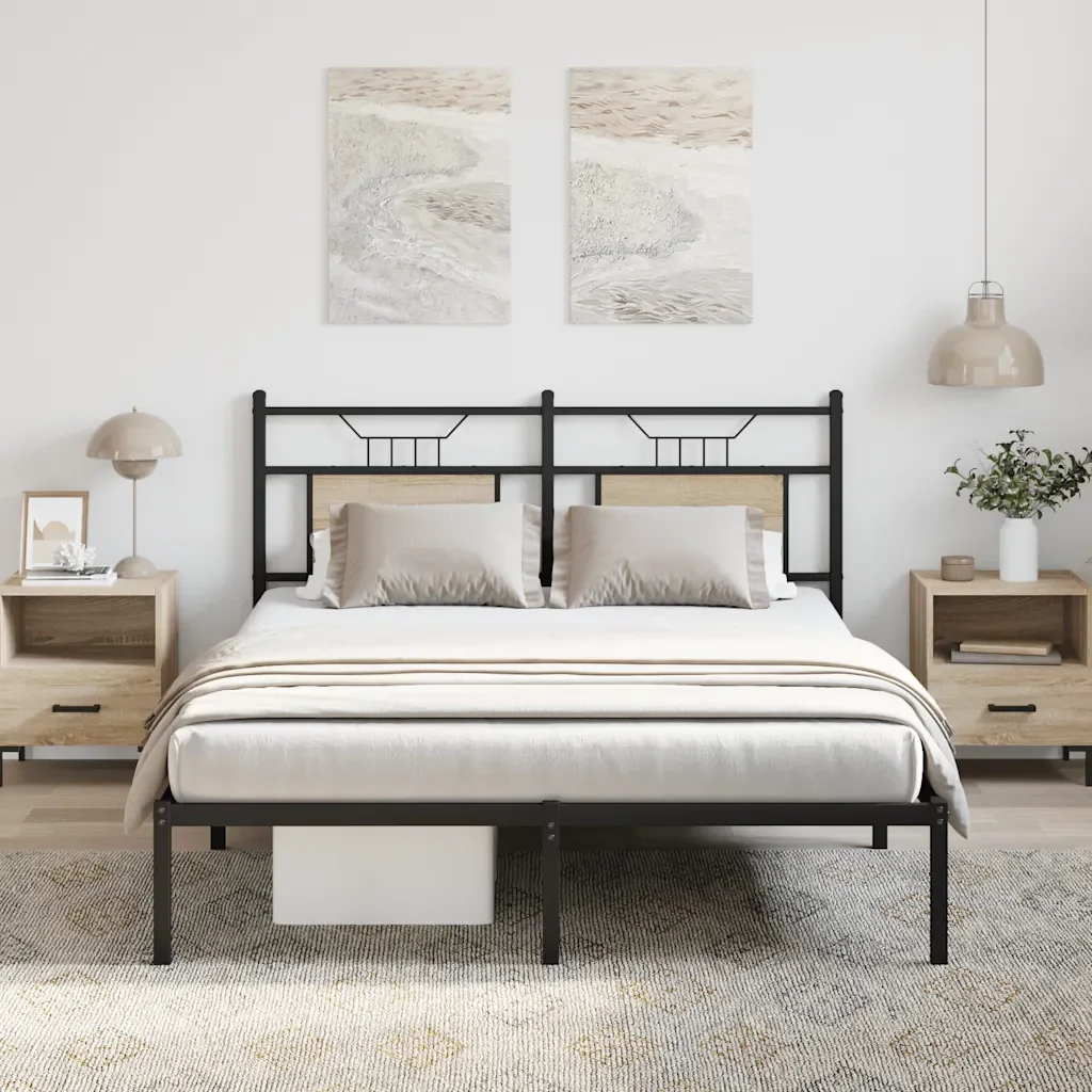 Letto matrimoniale | Letto per adulti | Giroletto senza Materasso Rovere Sonoma 137x190cm in Truciolato - Image 2