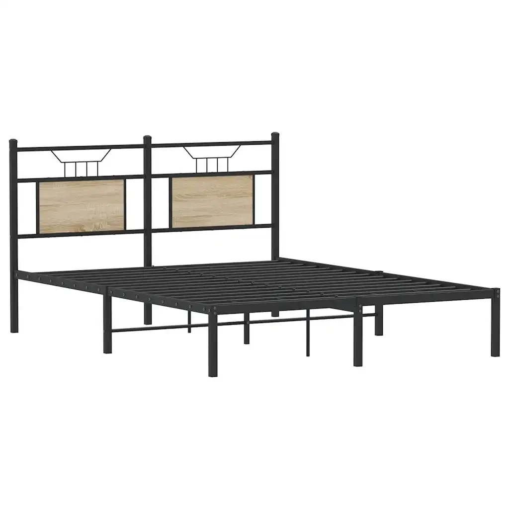 Letto matrimoniale | Letto per adulti | Giroletto senza Materasso Rovere Sonoma 137x190cm in Truciolato - Image 5