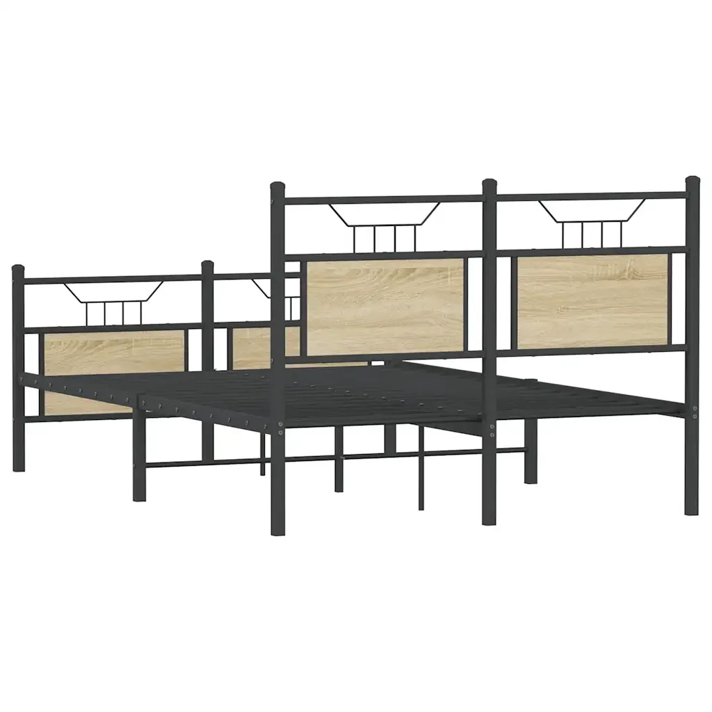 Letto matrimoniale | Letto per adulti | Giroletto senza Materasso Rovere Sonoma 137x190cm in Truciolato - Image 8