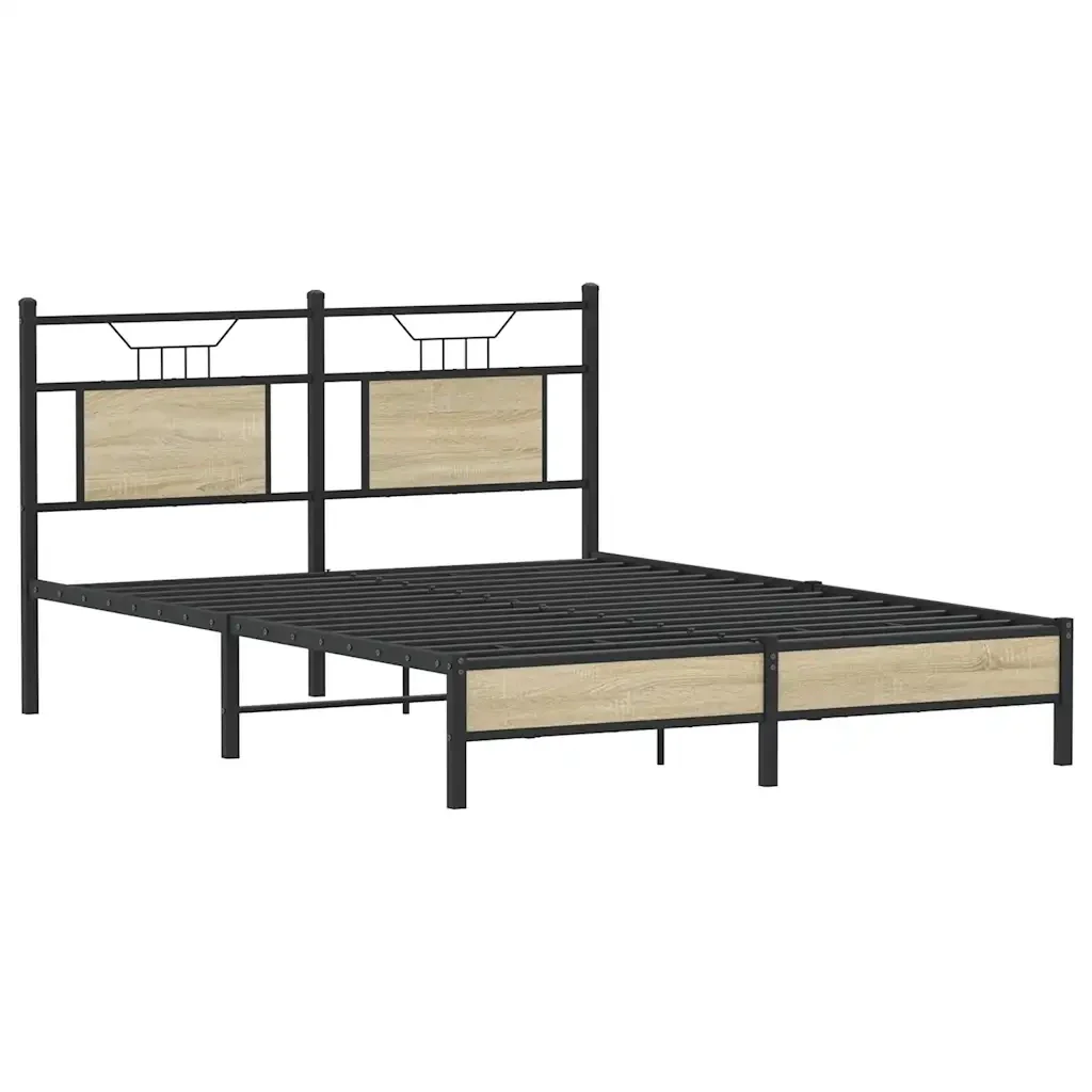 Letto matrimoniale | Letto per adulti | Giroletto senza Materasso Rovere Sonoma 137x190cm in Truciolato - Image 5