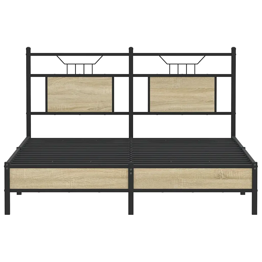 Letto matrimoniale | Letto per adulti | Giroletto senza Materasso Rovere Sonoma 137x190cm in Truciolato - Image 6