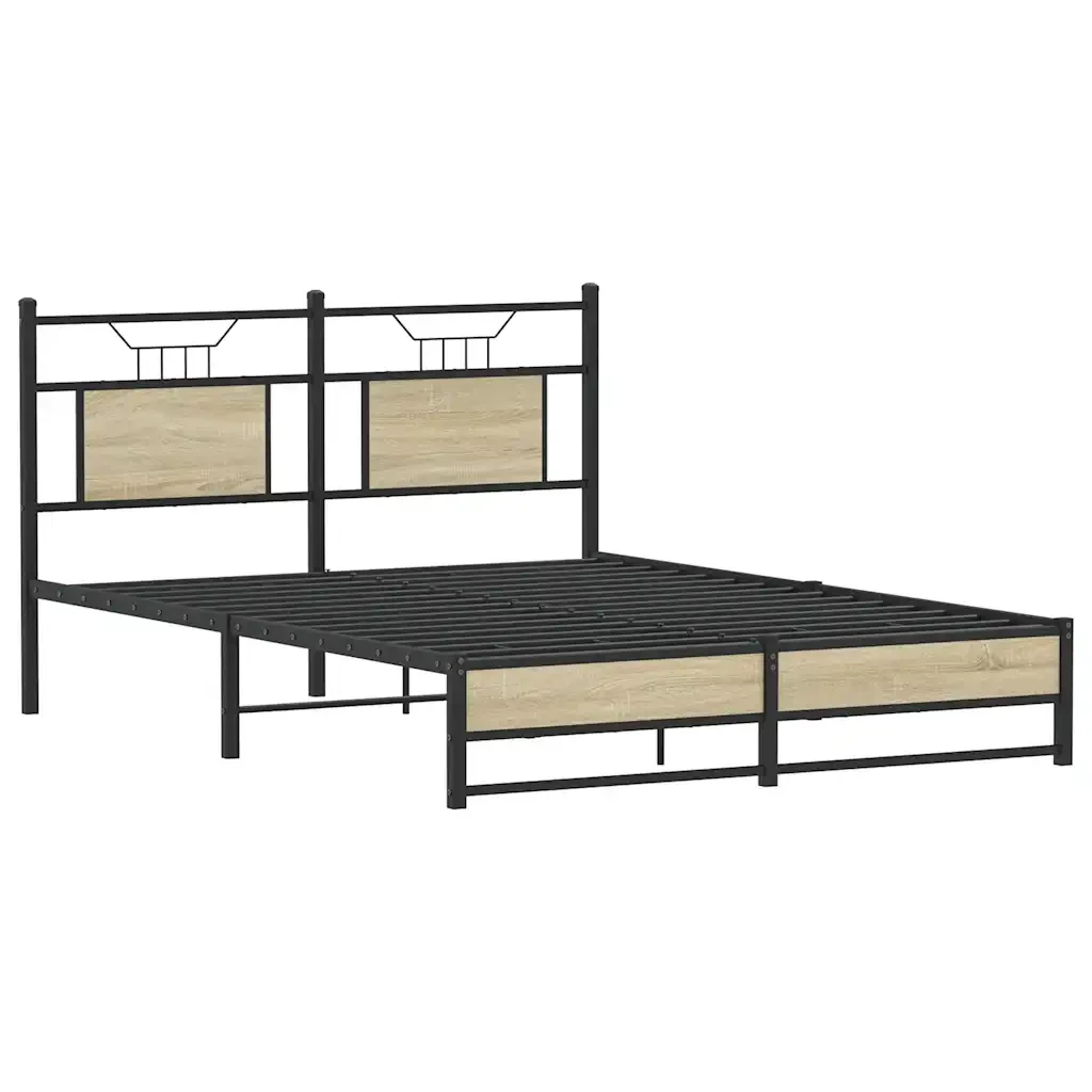Letto matrimoniale | Letto per adulti | Giroletto senza Materasso Rovere Sonoma 137x190cm in Truciolato - Image 3