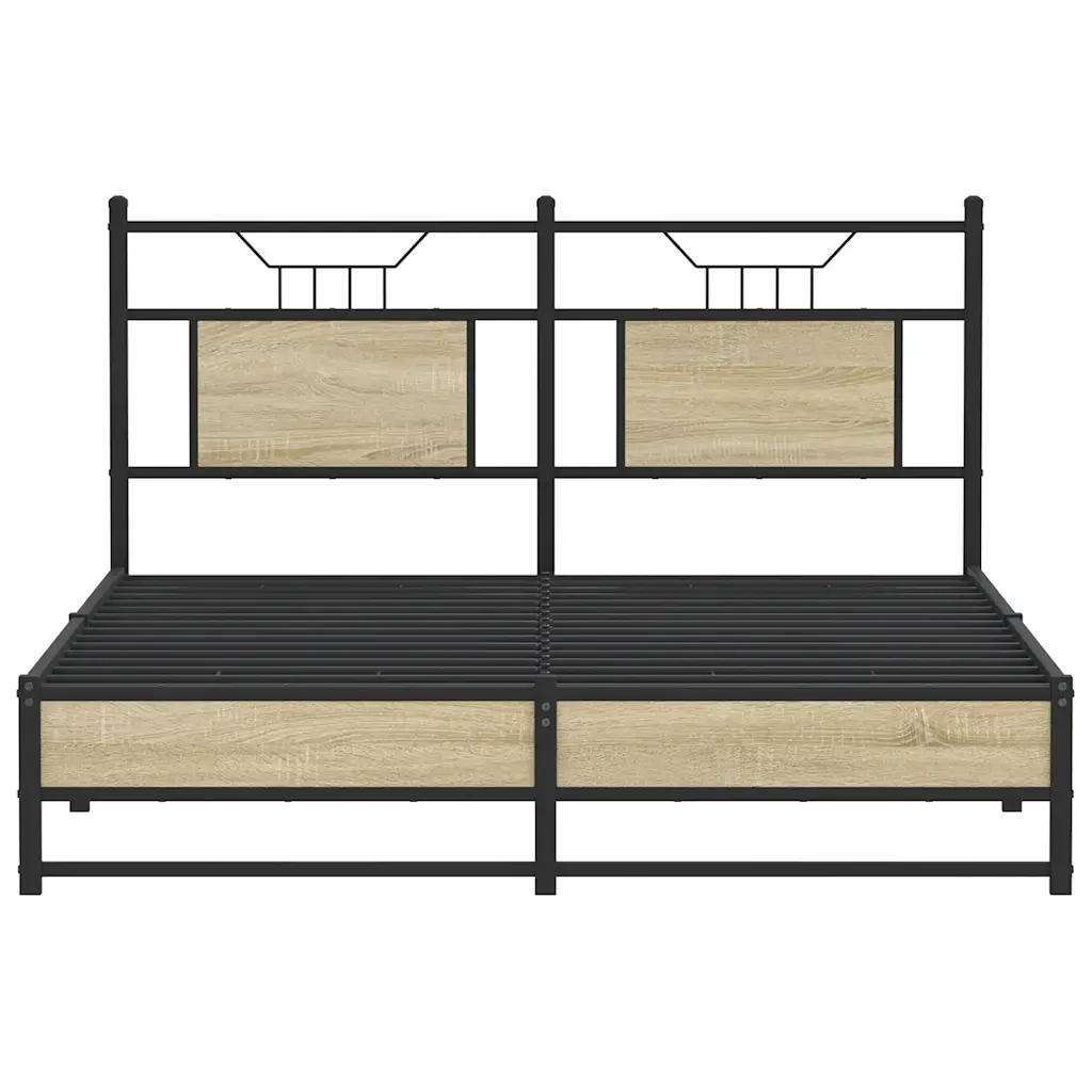 Letto matrimoniale | Letto per adulti | Giroletto senza Materasso Rovere Sonoma 137x190cm in Truciolato - Image 6