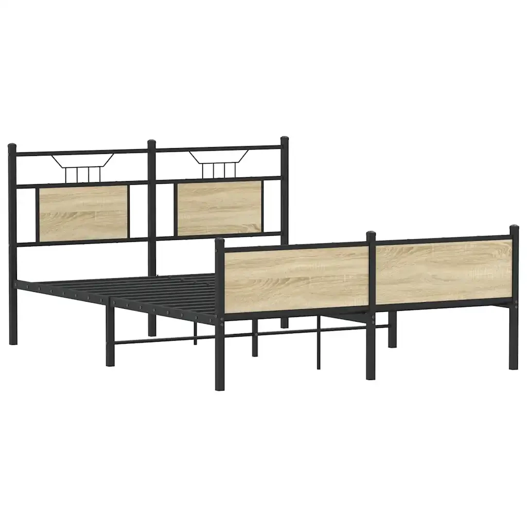 Letto matrimoniale | Letto per adulti | Giroletto senza Materasso Rovere Sonoma 137x190cm in Truciolato - Image 4