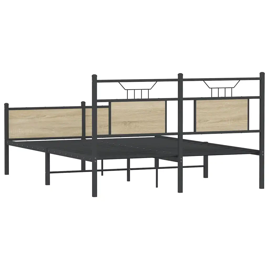 Letto matrimoniale | Letto per adulti | Giroletto senza Materasso Rovere Sonoma 137x190cm in Truciolato - Image 8