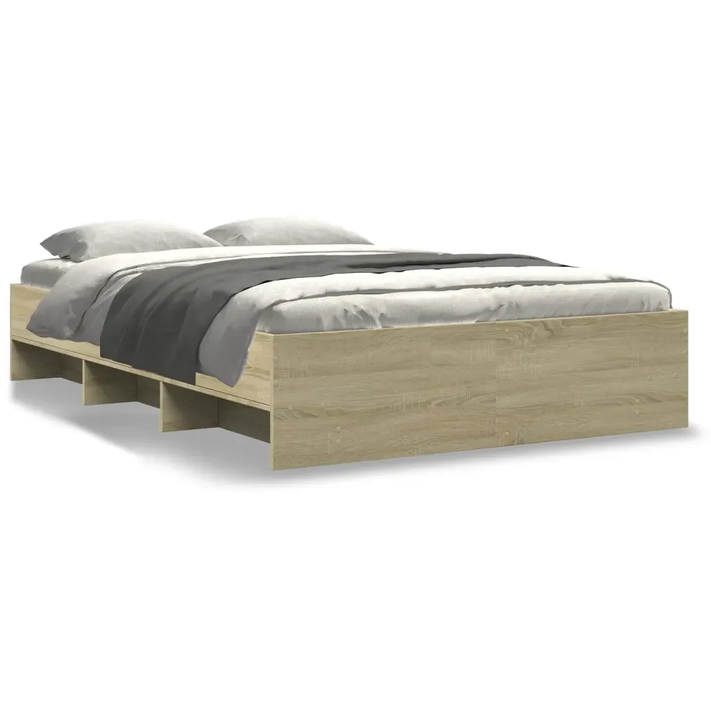 Letto matrimoniale | Letto per adulti | Giroletto senza Materasso Rovere Sonoma 140x190cm in Truciolato