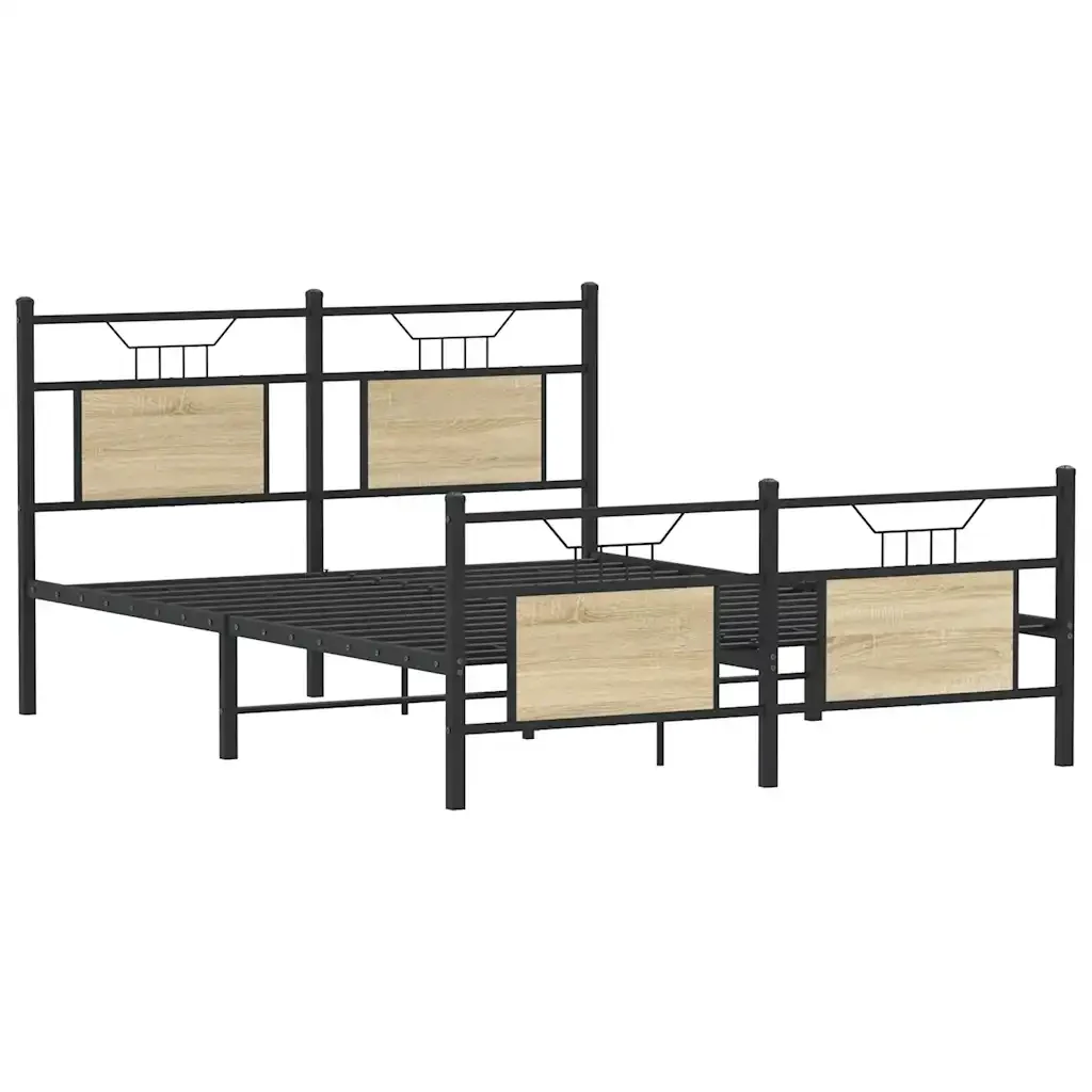 Letto matrimoniale | Letto per adulti | Giroletto senza Materasso Rovere Sonoma 140x190cm in Truciolato - Image 4