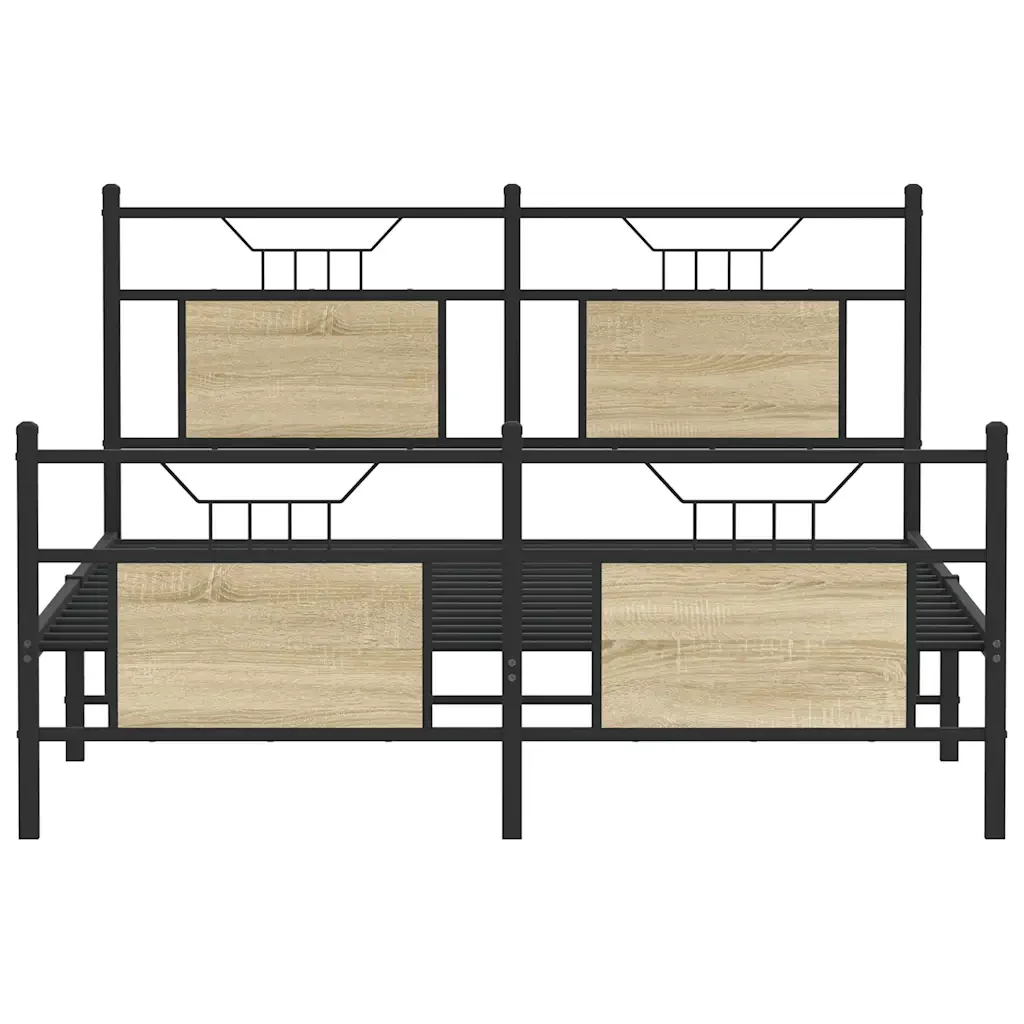 Letto matrimoniale | Letto per adulti | Giroletto senza Materasso Rovere Sonoma 140x190cm in Truciolato - Image 6