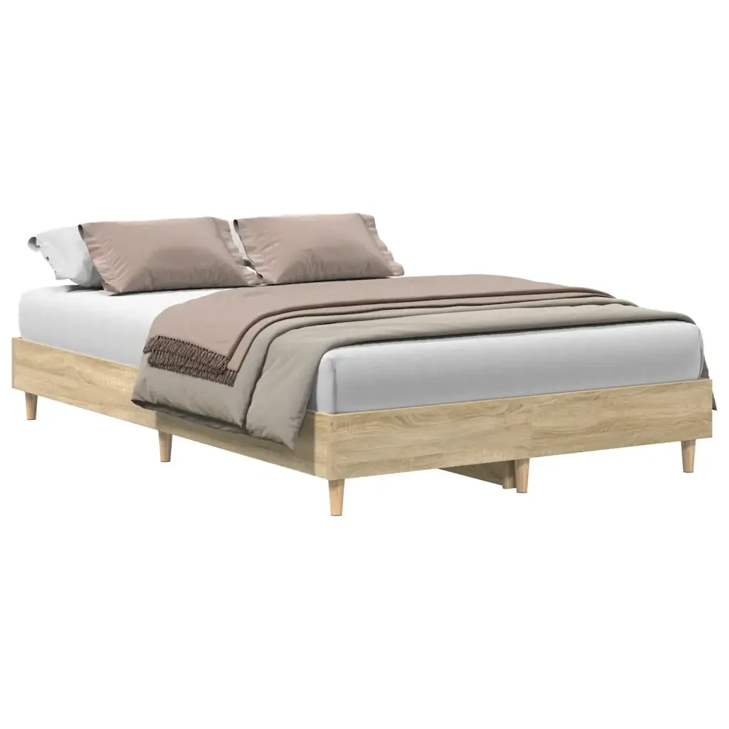 Letto matrimoniale | Letto per adulti | Giroletto senza Materasso Rovere Sonoma 140x190cm in Truciolato