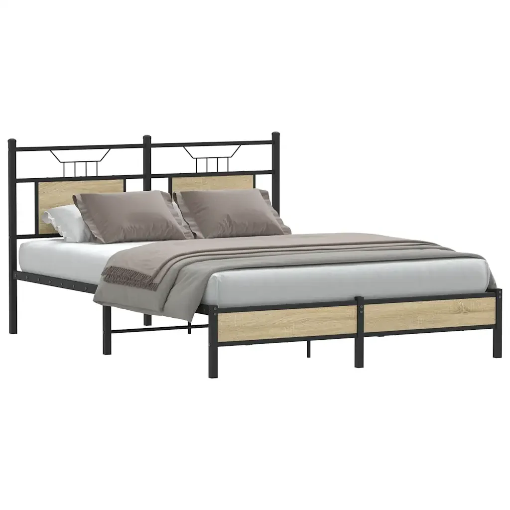 Letto matrimoniale | Letto per adulti | Giroletto senza Materasso Rovere Sonoma 140x190cm in Truciolato - Image 4