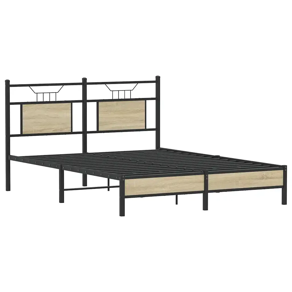 Letto matrimoniale | Letto per adulti | Giroletto senza Materasso Rovere Sonoma 140x190cm in Truciolato - Image 5