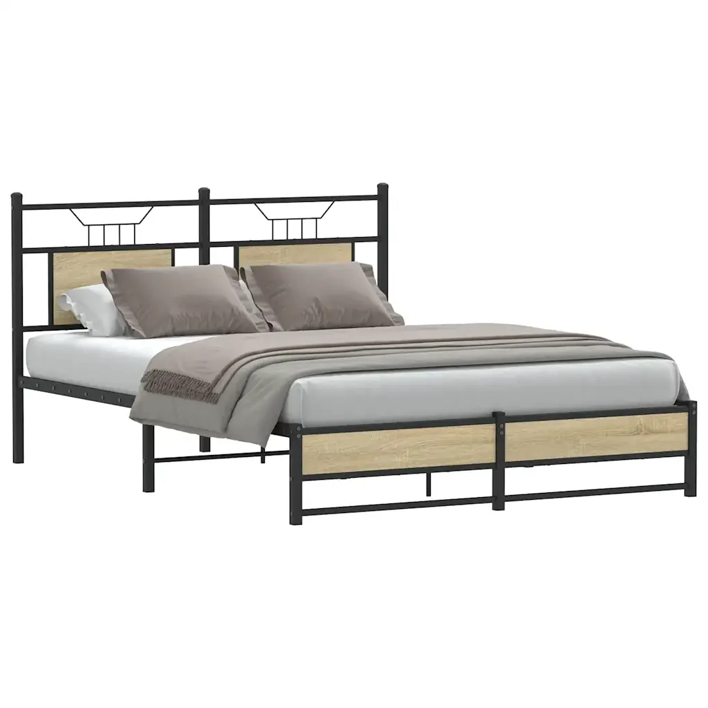 Letto matrimoniale | Letto per adulti | Giroletto senza Materasso Rovere Sonoma 140x190cm in Truciolato