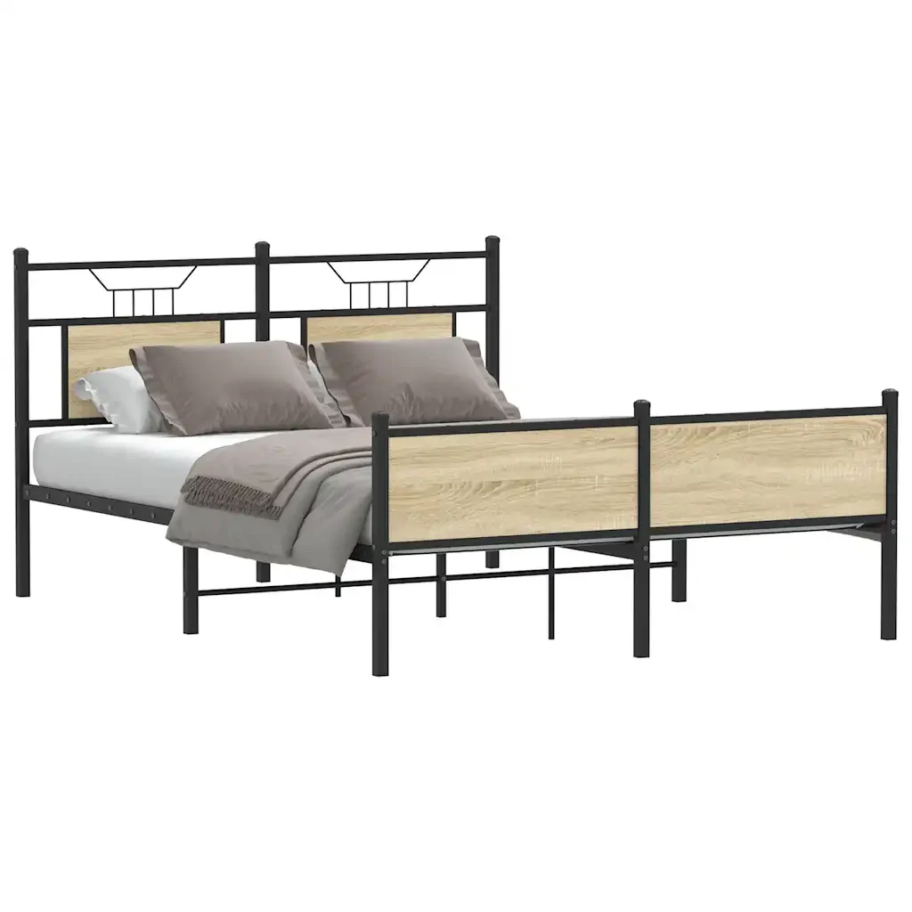 Letto matrimoniale | Letto per adulti | Giroletto senza Materasso Rovere Sonoma 140x190cm in Truciolato - Image 2