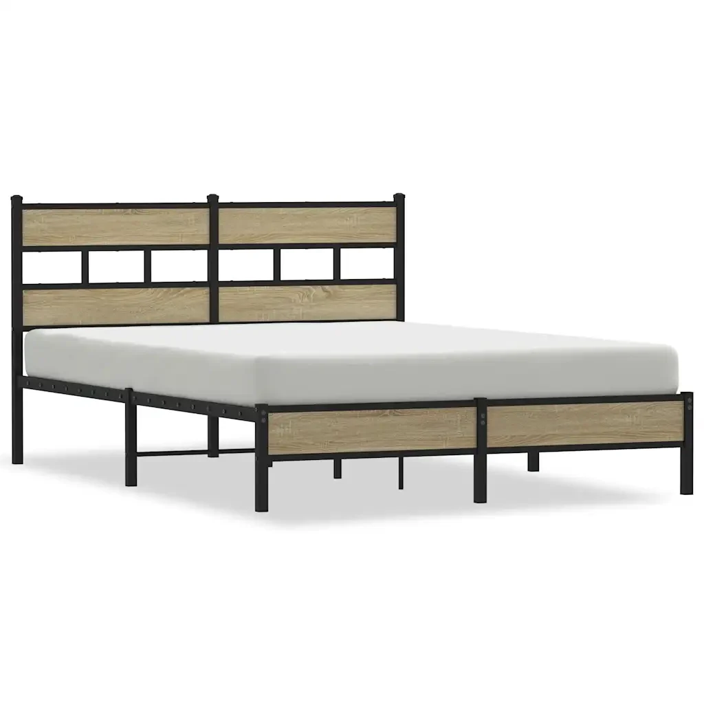 Letto matrimoniale | Letto per adulti | Giroletto senza Materasso Rovere Sonoma 140x190cm in Truciolato
