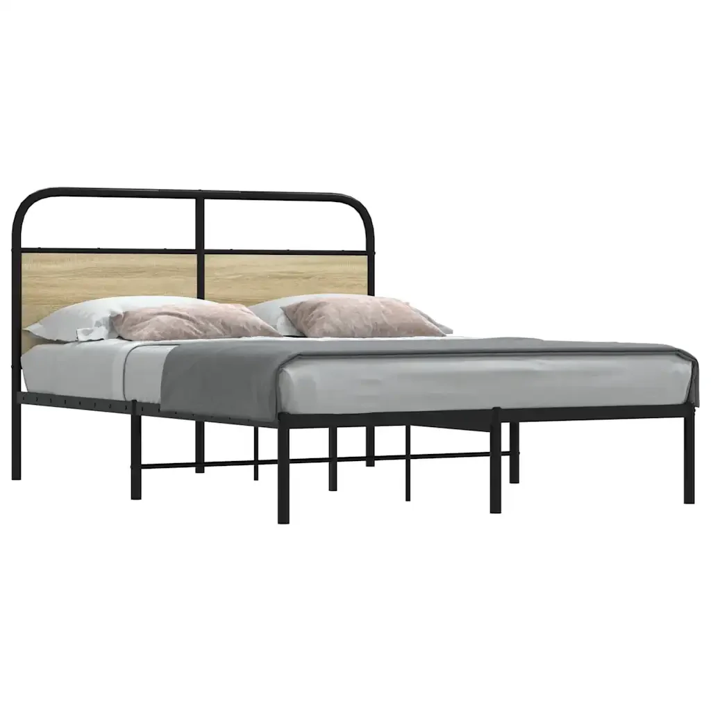 Letto matrimoniale | Letto per adulti | Giroletto senza Materasso Rovere Sonoma 140x190cm in Truciolato - Image 2