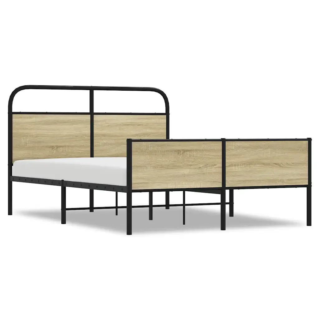 Letto matrimoniale | Letto per adulti | Giroletto senza Materasso Rovere Sonoma 140x190cm in Truciolato