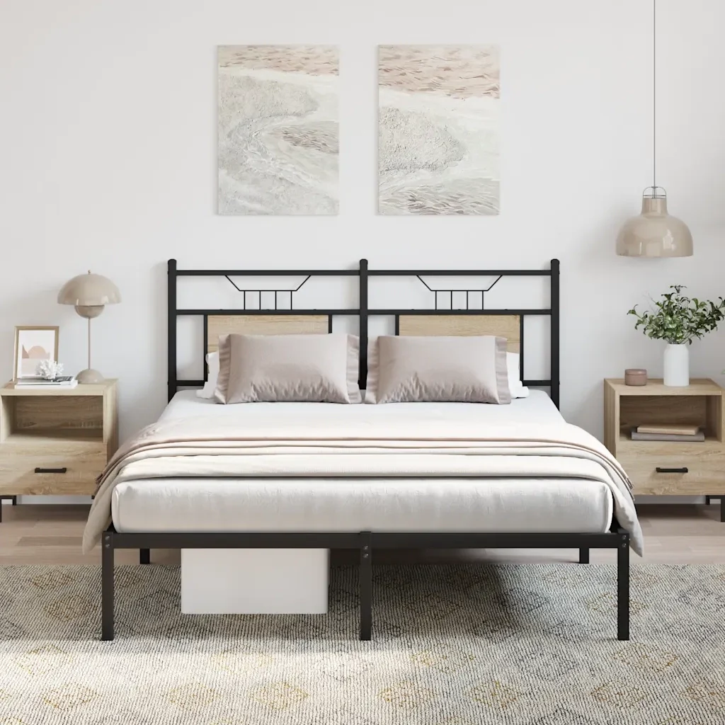 Letto matrimoniale | Letto per adulti | Giroletto senza Materasso Rovere Sonoma 140x190cm in Truciolato - Image 2