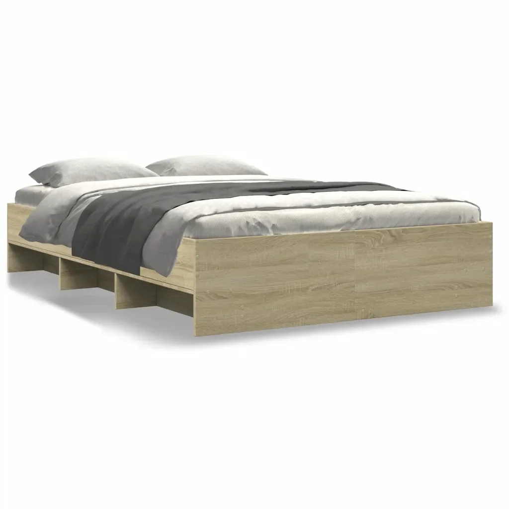 Letto matrimoniale | Letto per adulti | Giroletto senza Materasso Rovere Sonoma 140x200cm in Truciolato