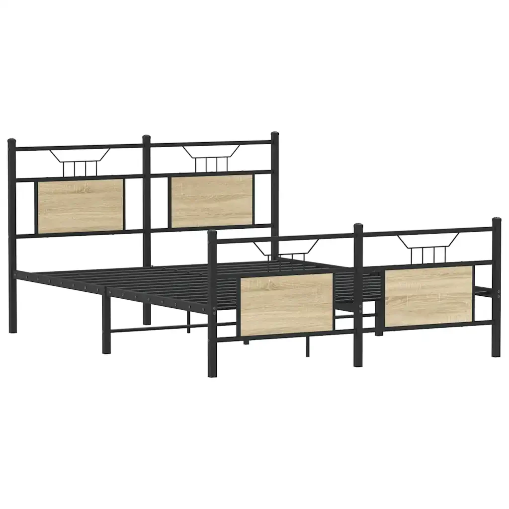 Letto matrimoniale | Letto per adulti | Giroletto senza Materasso Rovere Sonoma 140x200cm in Truciolato - Image 4