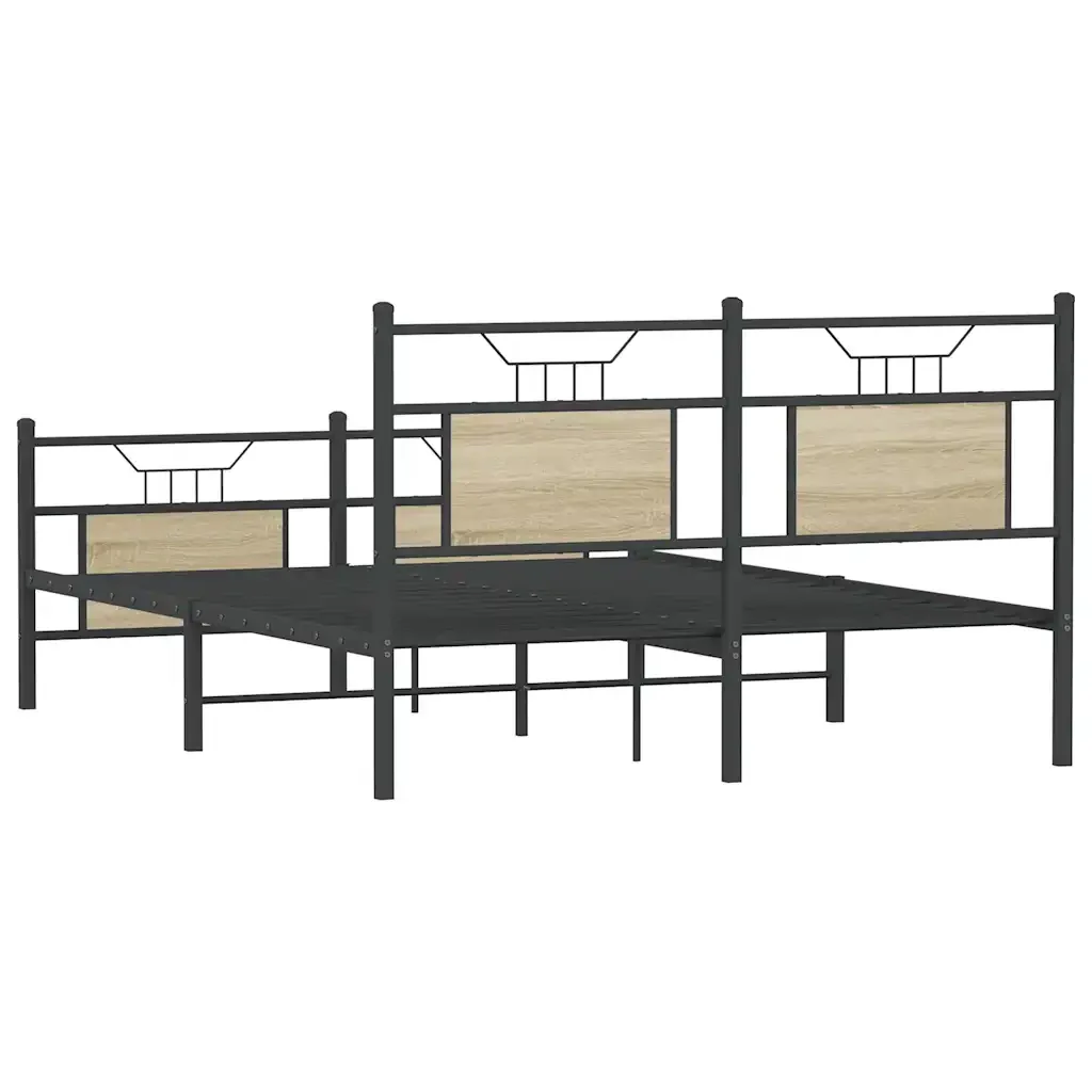 Letto matrimoniale | Letto per adulti | Giroletto senza Materasso Rovere Sonoma 140x200cm in Truciolato - Image 8
