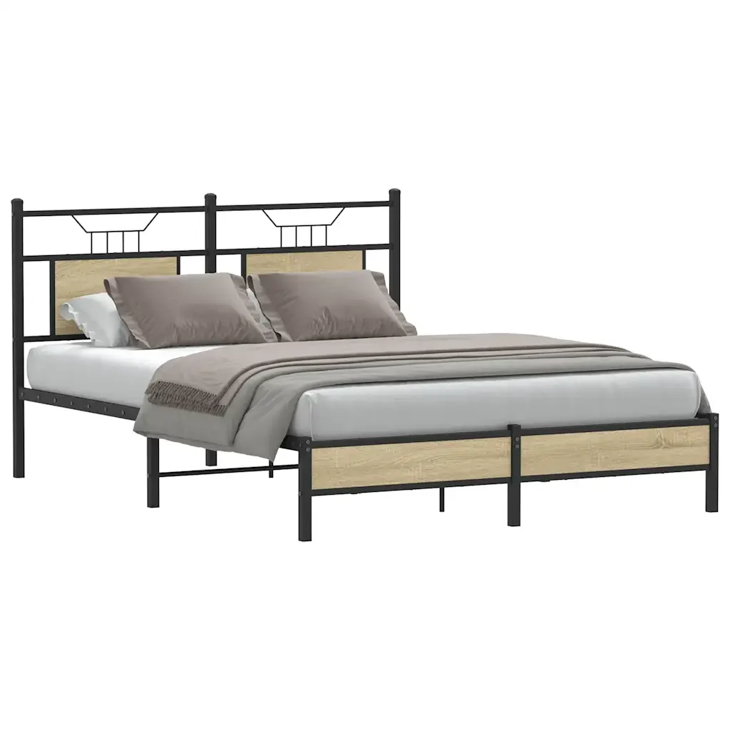 Letto matrimoniale | Letto per adulti | Giroletto senza Materasso Rovere Sonoma 140x200cm in Truciolato - Image 3