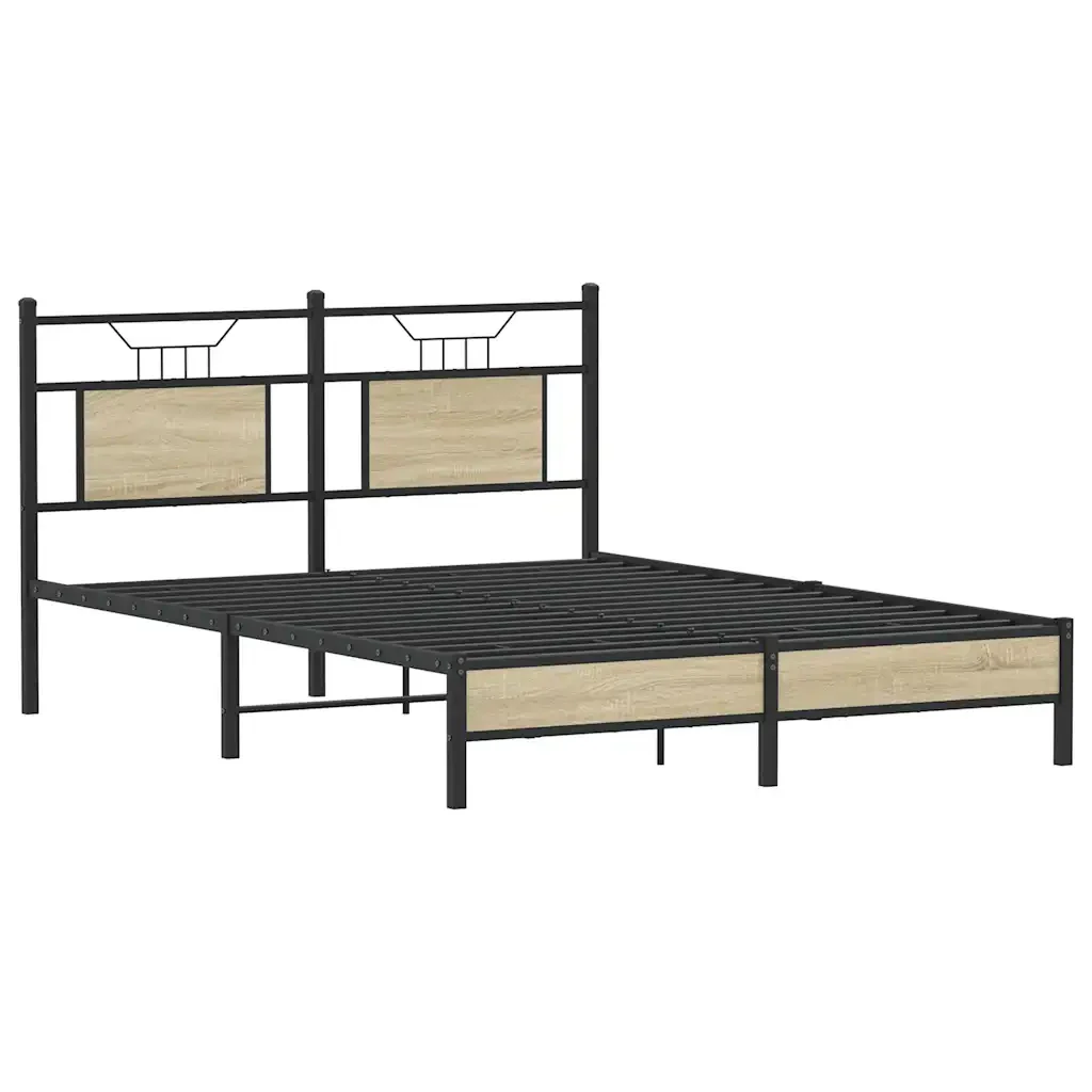 Letto matrimoniale | Letto per adulti | Giroletto senza Materasso Rovere Sonoma 140x200cm in Truciolato - Image 5