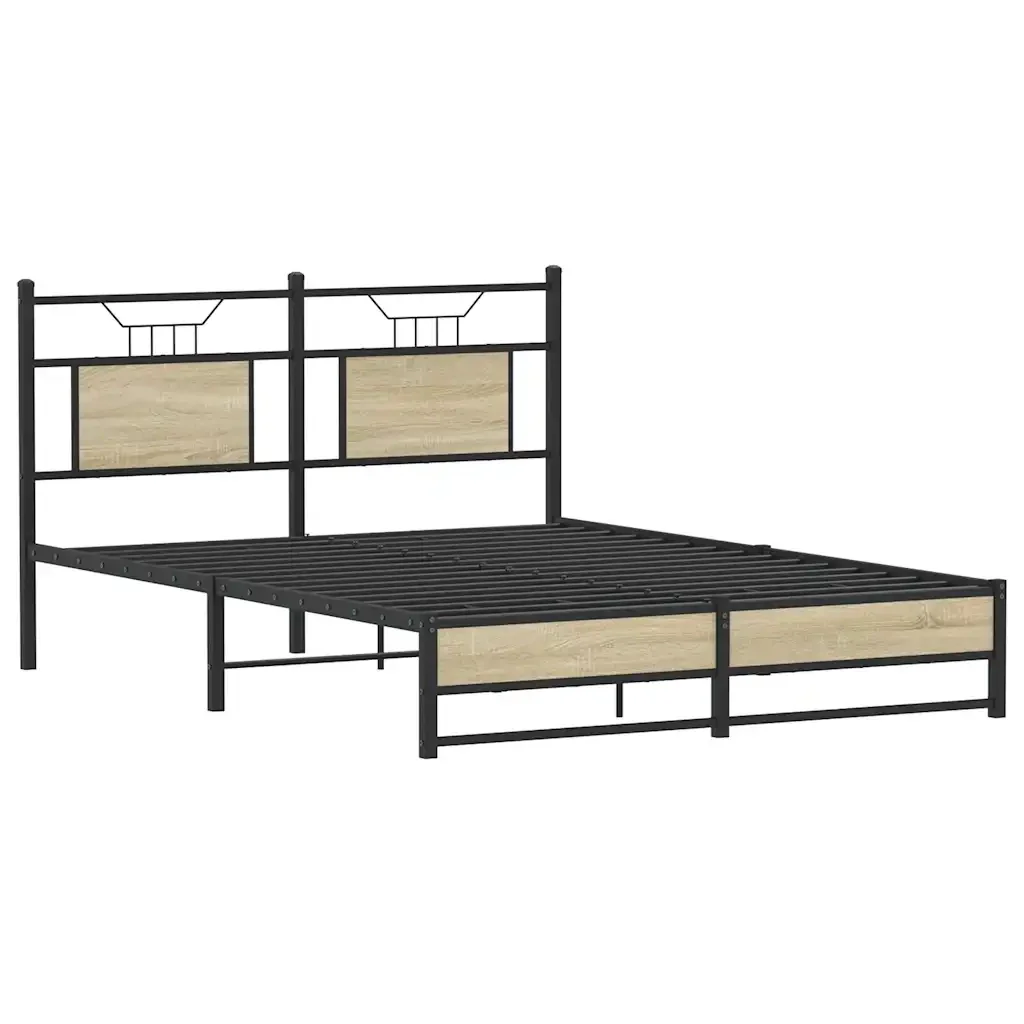 Letto matrimoniale | Letto per adulti | Giroletto senza Materasso Rovere Sonoma 140x200cm in Truciolato - Image 4
