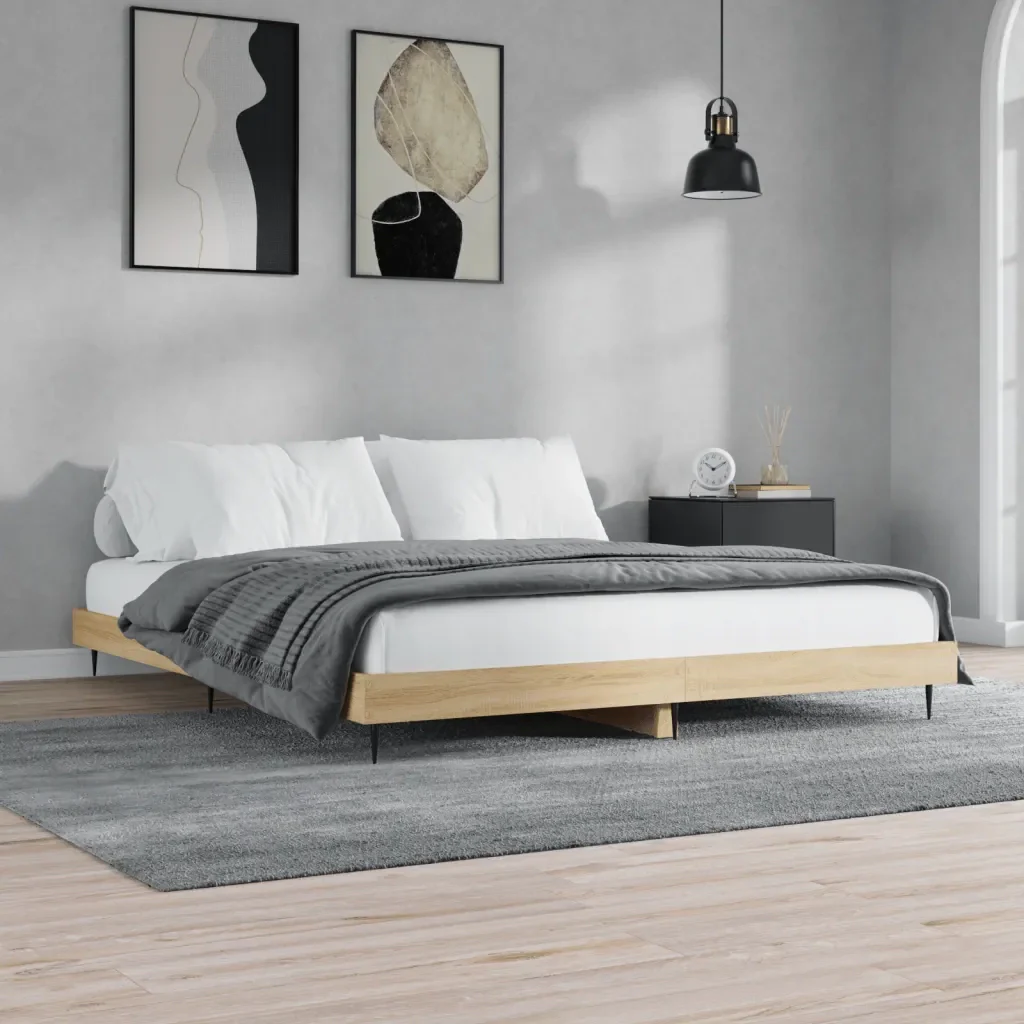 Letto matrimoniale | Letto per adulti | Giroletto senza Materasso Rovere Sonoma 140x200cm in Truciolato - Image 2