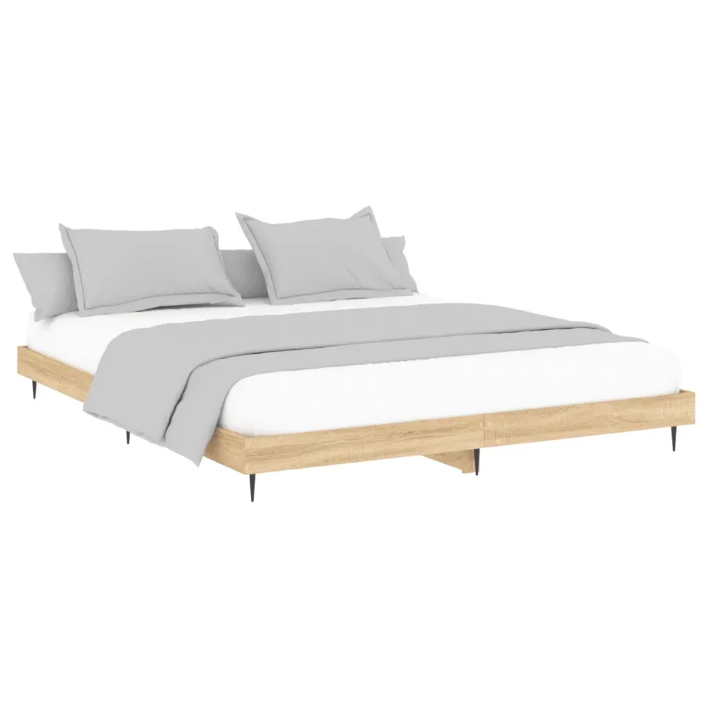 Letto matrimoniale | Letto per adulti | Giroletto senza Materasso Rovere Sonoma 140x200cm in Truciolato - Image 3