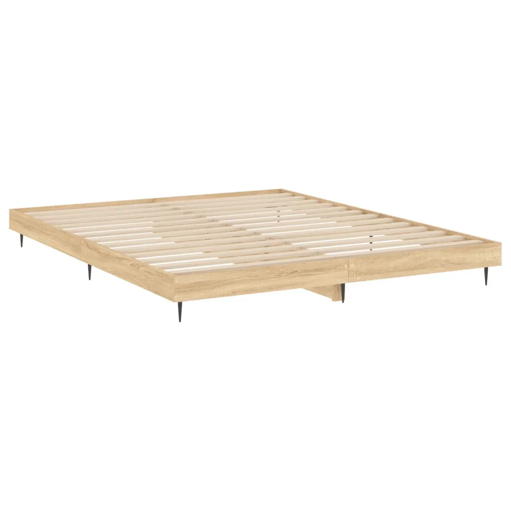 Letto matrimoniale | Letto per adulti | Giroletto senza Materasso Rovere Sonoma 140x200cm in Truciolato - Image 5