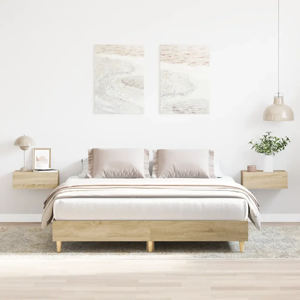 Letto matrimoniale | Letto per adulti | Giroletto senza Materasso Rovere Sonoma 140x200cm in Truciolato - Image 2
