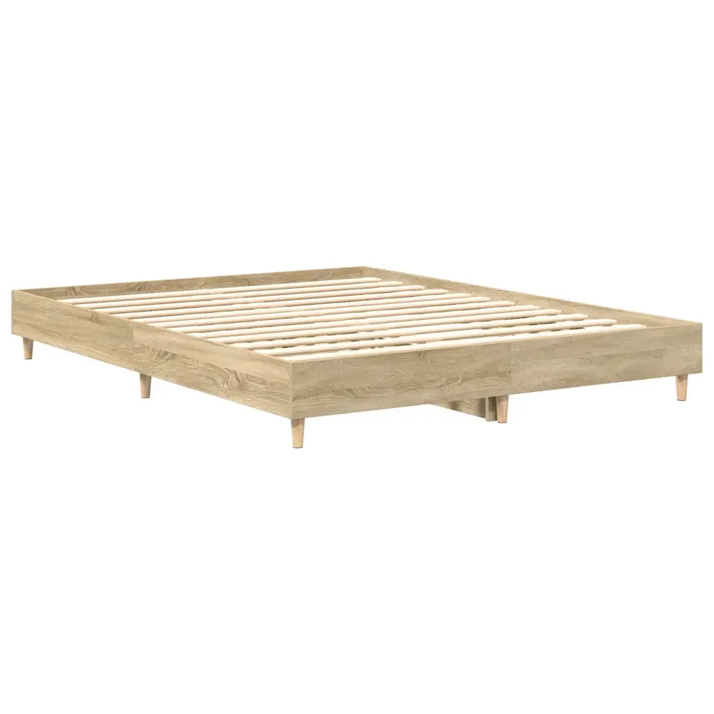 Letto matrimoniale | Letto per adulti | Giroletto senza Materasso Rovere Sonoma 140x200cm in Truciolato - Image 7